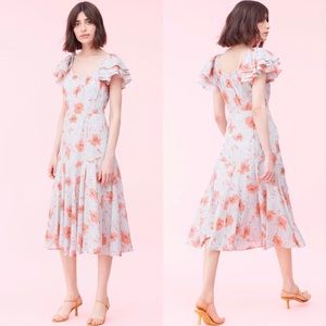 Rebecca Taylor Midi Dress on/off the Shoulder XL